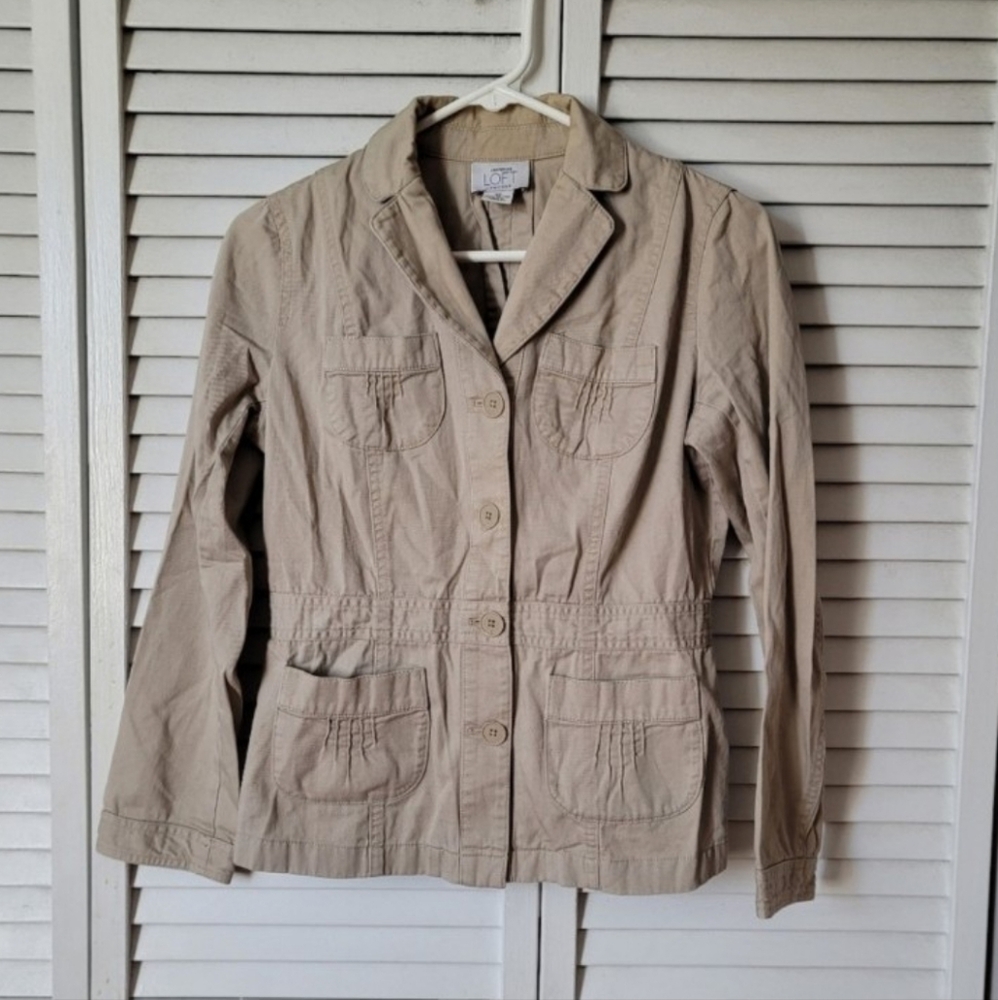 ANN TAYLOR LOFT Petites Women's Beige Utility Jacket, Size 4P